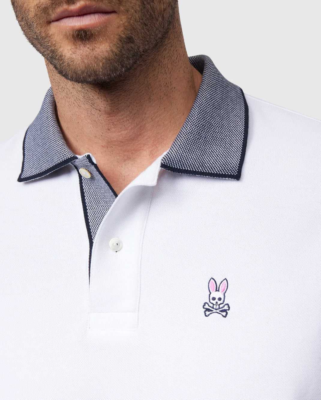 Polos Psycho Bunny Southport Pique Polo Shirt Blanche Homme | CCM-77389856